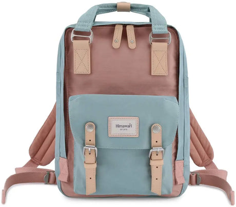 Backpack/Travel Backpack for Women 14.9" College Vintage Waterproof Bag ， Work Backpack for 14Inch Laptop(-Him-01#Pink&Blue)