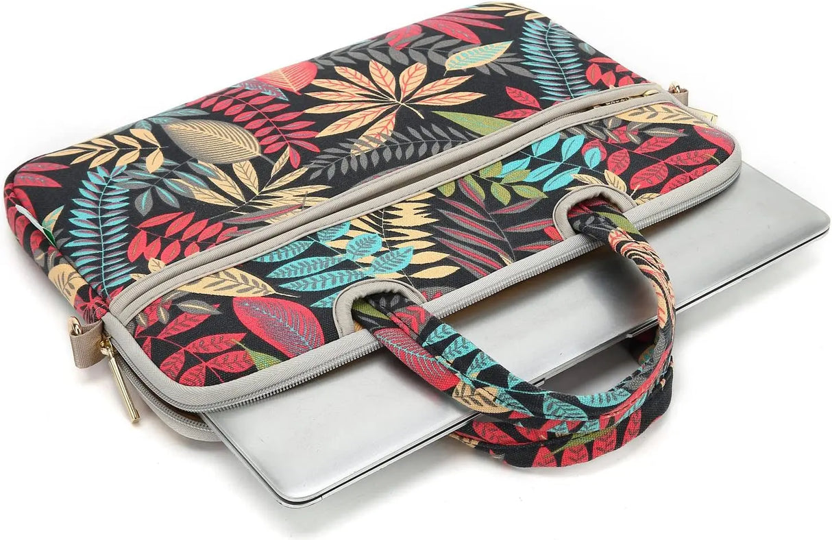 Forest Series Black Patten Water-Resistant Laptop Shoulder Messenger Bag Case Sleeve for 14 Inch 14.1 Inch Laptop
