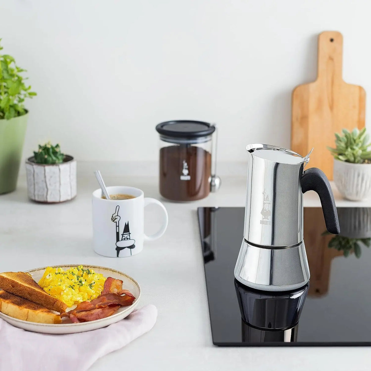 - New Venus Induction, Stovetop Coffee Maker, Suitable for All Types of Hobs, Stainless Steel, 6 Cups (7.9 Oz), Silver