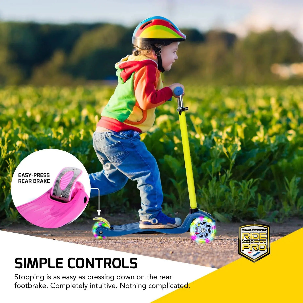 K5 3-Wheel Kids Scooter with Light-Up Wheels | Quick Assembly | Astm-Certified | Height-Adjustable for Boys or Girls Ages 3+