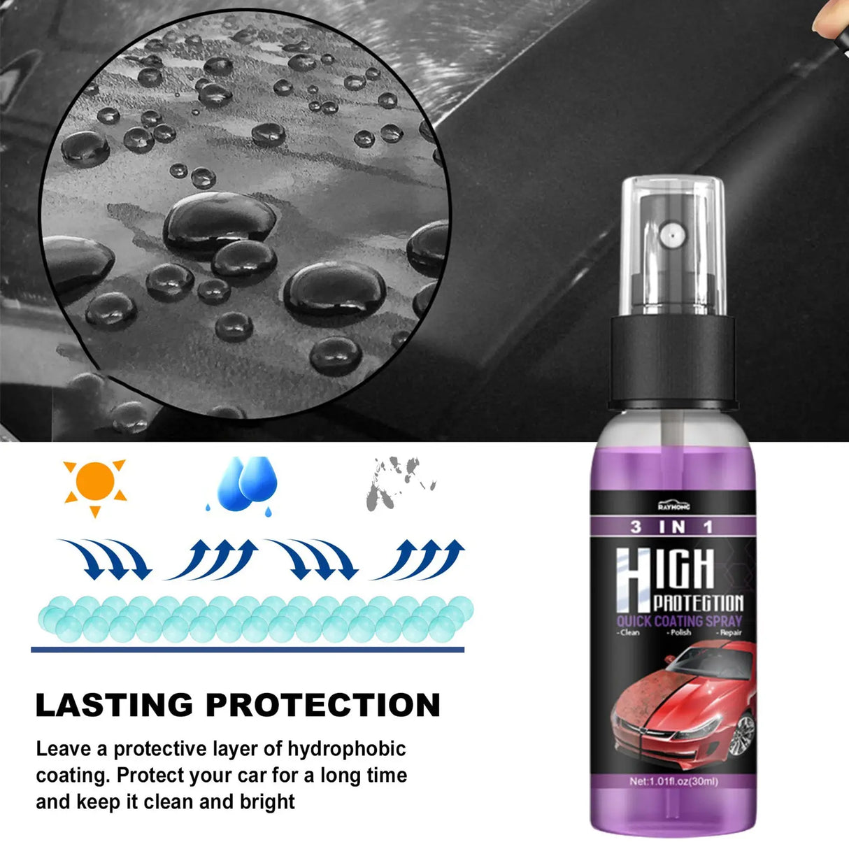 3 in 1 Car Ceramic Coating Spray 30Ml/100Ml Auto Nano Ceramic Coating Polishing Spraying Wax Car Paint Scratch Repair Remover