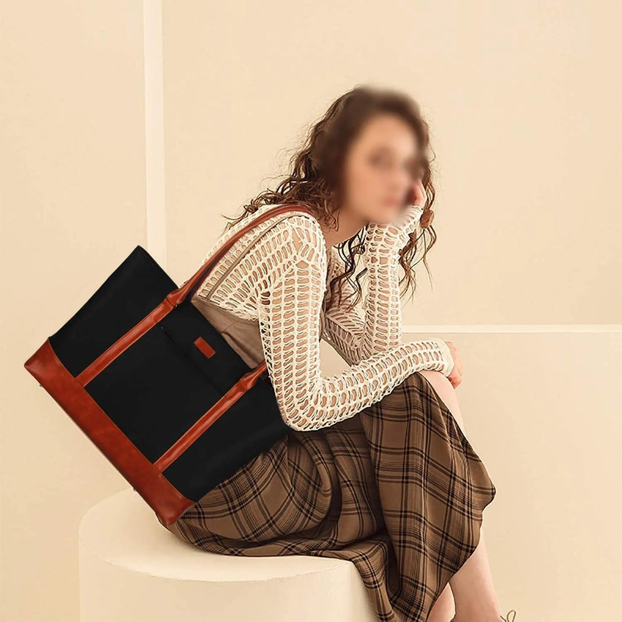 Woman Laptop Tote Bag,Usb Teacher Bag Large Work Bag Purse Fits 17.3 in Laptop,Lightweight Waterproof Computer Shoulder/Messenger Bag(Ablack)