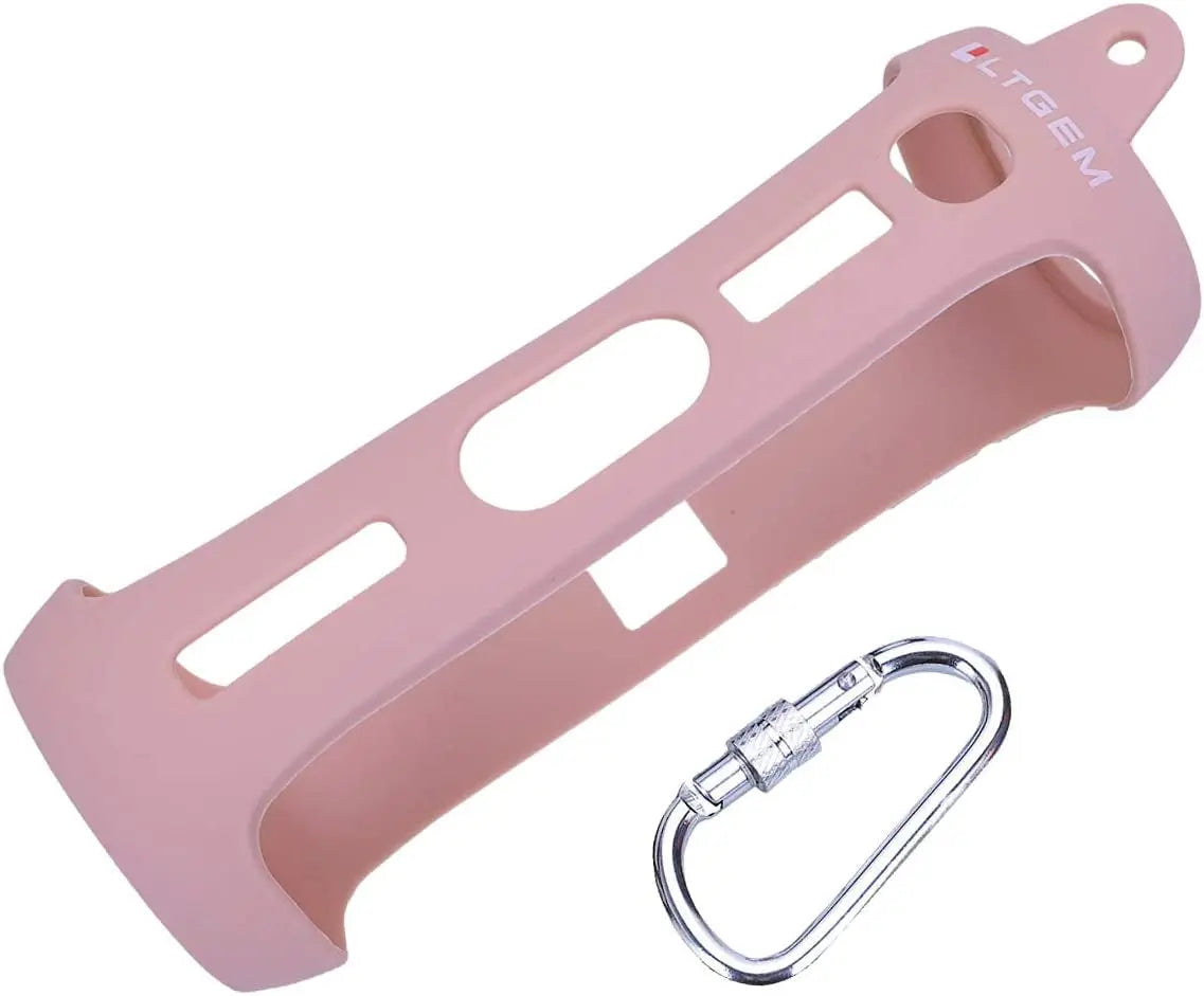 Silicone Carrying Travel Case for JBL FLIP 5 Waterproof Portable Bluetooth Speaker with Extra Carabiner - Pink