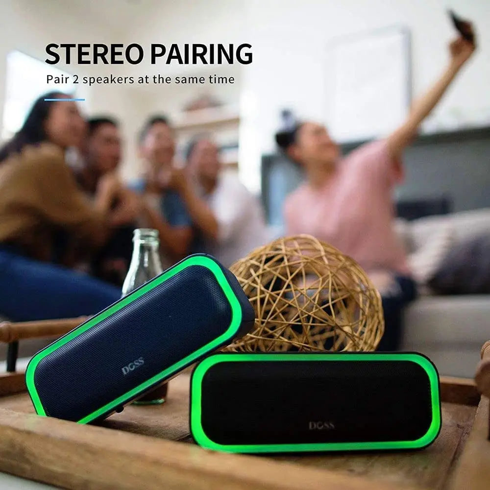 Bluetooth Speaker, Soundbox Pro Wireless Speaker with 20W Stereo Sound, Active Extra Bass, Bluetooth5.0, IPX6 Waterproof, Wireless Stereo Pairing, Multi-Colors Lights, 20Hrs Playtime -Blue