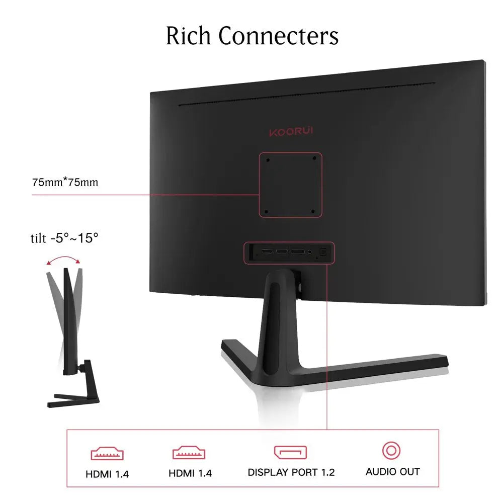 24 Inch High-Performance 165Hz/144Hz 1Ms(Mprt) 100% Srgb Gaming Monitor,Adpitive Sync,3-Side Borderless,Fhd 1080P VA Computer Monitor,Hdmi/Displayport,24E4