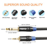 1/8 to 1/4 Stereo Cable, 3.5Mm to 1/4 Adapter Aux Cord Stereo Audio Cable for Guitar, Keyboard Piano, Laptop, Home Theater Devices, Speaker and Amplifiers -Nylon Braid 3Ft