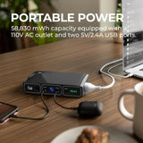 Bolt 58830 Mwh Portable Phone Laptop Charger Car Jump Starter with AC Outlet and Car Charger,Usb - Grey