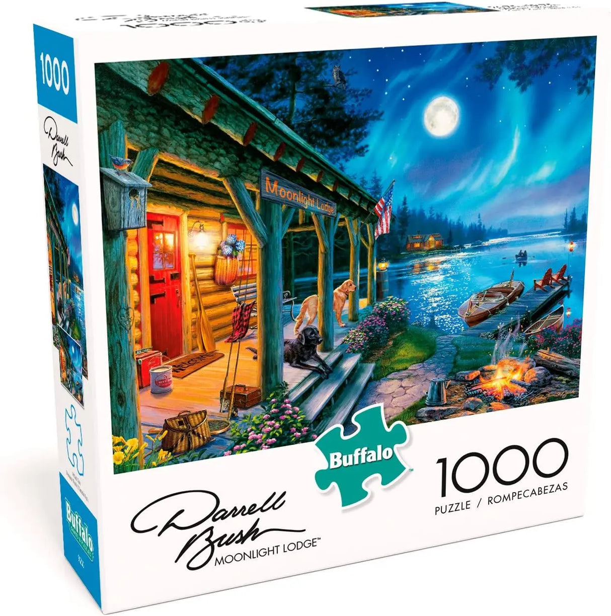 - Darrell Bush - Moonlight Lodge - 1000 Piece Jigsaw Puzzle , Blue