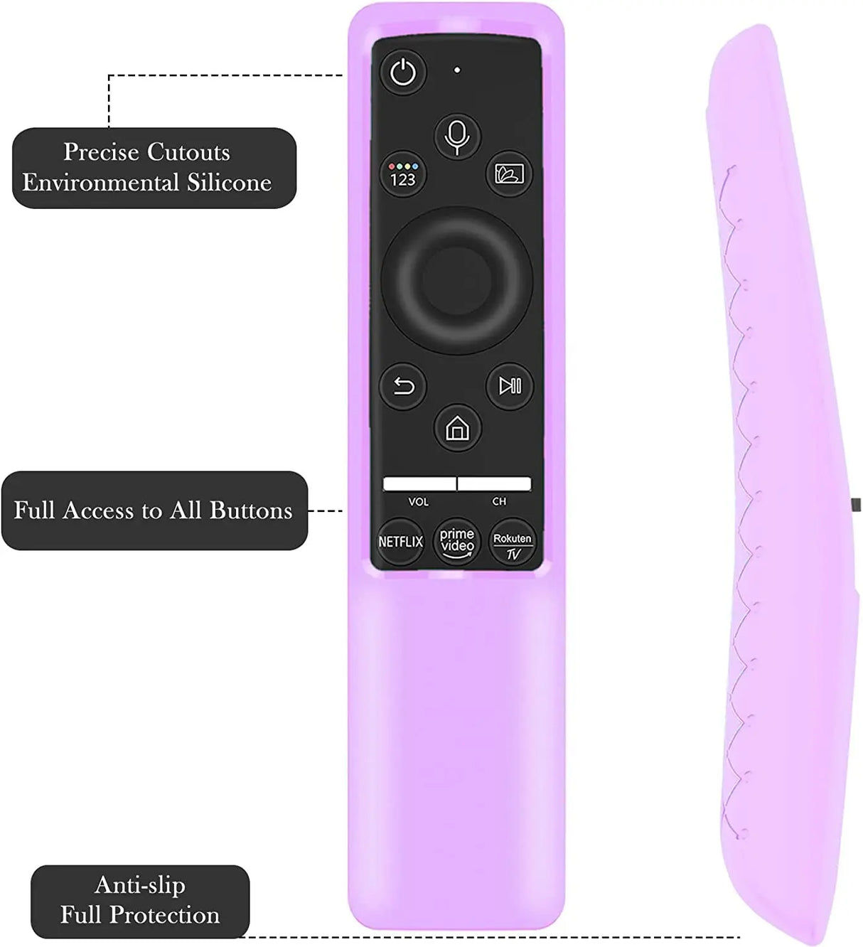 Case Compatible with Samsung Smart TV Remote Controller BN59 Series, Light Weight Silicone Cover Protector Shockproof Anti-Slip Remote Skin Sleeve - Purple
