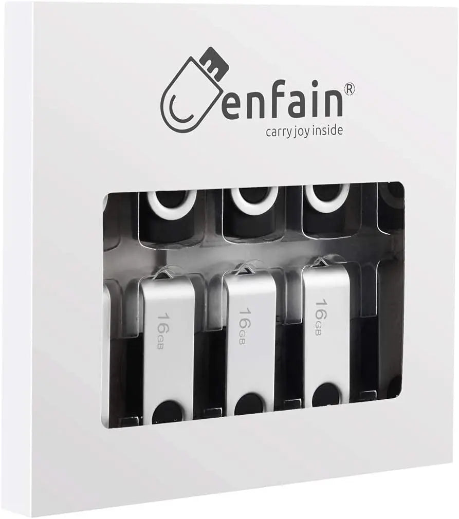 10-Pack  16GB USB 2.0 Flash Memory Stick Swivel Thumb Drives for Universal Data Storage at Home & the Office (Black)