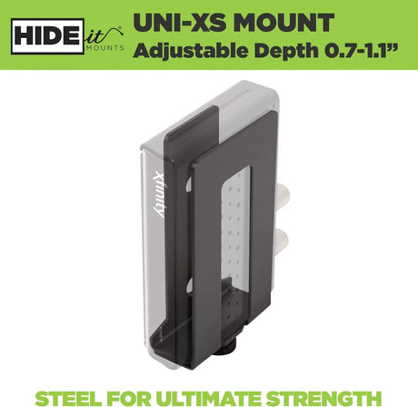 Uni-Xs Mount - Patented in 2018, Made from Steel Adjustable Extra Small Device, Hide Your Cable TV Box, Modems, Satellite Receivers, Streaming Media Devices and More