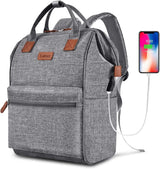 Laptop Backpack for Women Men, Personal Item Travel Bag for 15.6 Inch Computer with USB Charging Port Water Resistant College Nurse Backpack Bag Carry on Bookbag for Work/Business,Gray