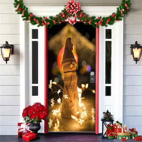 Christmas Door Cover Decoration Green Christmas Background Cloth Christmas Door Cover Door Hanging New Year Party Decoration