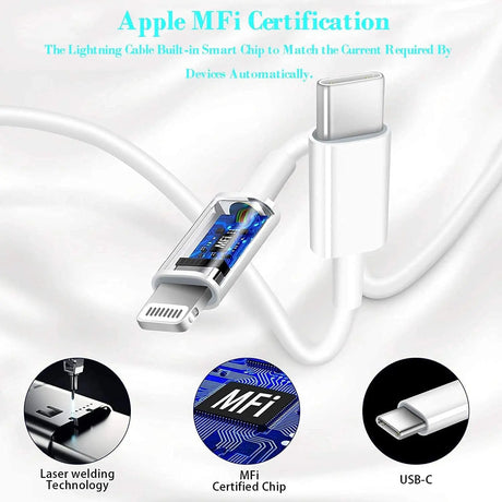 [Apple Mfi Certified] Iphone Fast Car Charger,  48W Dual Port USB C Power Delivery All Metal Car Adapter with 2 Pack Lightning Cable, PD/QC 3.0 Type C Rapid Car Charging for Iphone/Ipad/Airpods