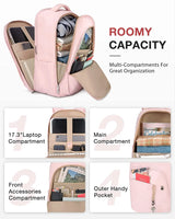 Travel Laptop Backpack Women 17.3 Inch Laptop Backpack Water Resistant Casual Daypack Large Backpack for Business Work Computer Backpack College Bookbag Women Pink