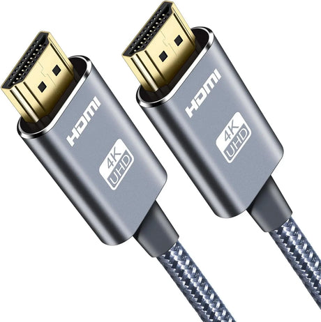 HDMI Cable 4K 15 Ft, High Speed HDMI 2.0 Cord Braided | 4K @ 60Hz, Ultra HD, 4K 2160P 1080P, ARC, 3D, HDCP 2.2 & CL3 Rated | for Laptop, Monitor, PS4, PS5, Xbox One, Fire TV - Grey