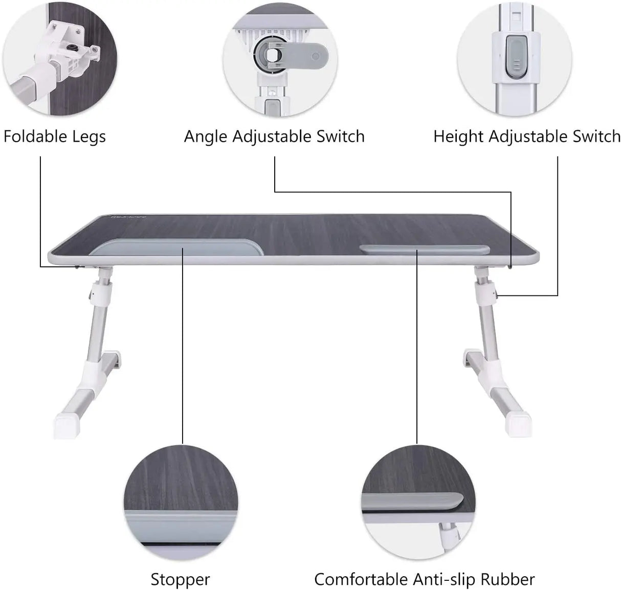 Laptop Bed Tray Table, Adjustable Laptop Bed Stand, Portable Standing Table with Foldable Legs, Foldable Lap Tablet Table for Sofa Couch Floor - Medium Size