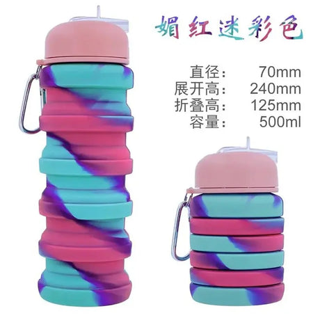 New Portable Silicone Water Bottle Retractable Folding Coffee Bottle Cups E Outdoor Travel Tools Collapsible Sport Bottles