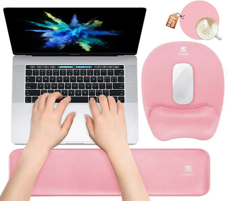 Memory Foam Set Wrist Rest Pad & Mouse Wrist Rest Support,Ergonomic Design for Office,Home,Laptop,Desktop Computer,Gaming Keyboard - Pink
