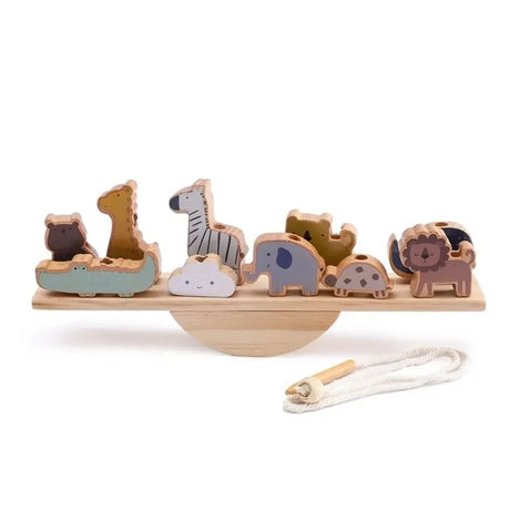 Baby Animal Threading Seesaw Toys Wooden Stacking Toys Blocks Game Montessori Hands-On Balance Ability Educational Children Gift