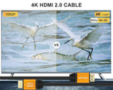 10 Feet 4K HDMI Cable 2.0 HDMI Cord 10Ft Support 4K@60Hz UHD 2160P Ethernet 3D ARC with Gold-Plated Connector and Bare Copper Conductor (From 6Ft to 100 Ft for Choices)