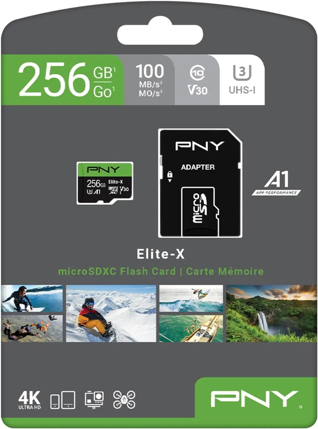 256GB Elite-X Microsdxc UHS-I Memory Card - 100Mb/S, U3, V30, A1, 4K, Full HD, Micro SD