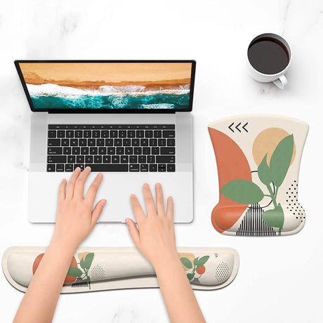 Mouse Pad Wrist Support Keyboard Wrist Rest Pad Ergonomic Mousepad Non-Slip Memory Foam Keyboard Pad Easy Typing Pain Relief Perfect for PC Laptop Gaming Office,Modern Abstract Style