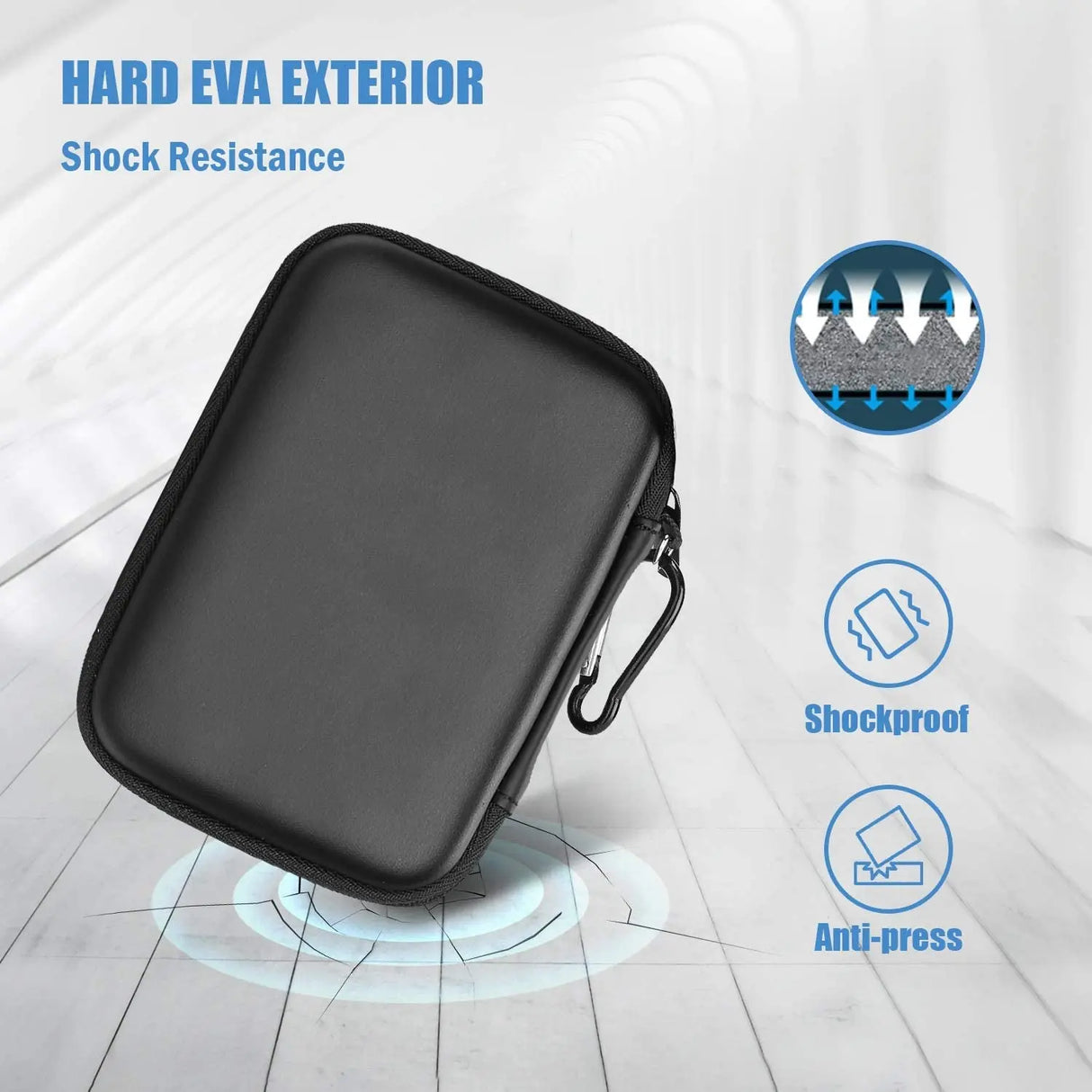 Hard Drive Case for Canvio Basics Western Digital WD Elements My Passport Seagate Portable Backup plus Slim 1TB 2TB 3TB 4TB USB 3.0, 2.5”, Samsung T9 Portable External Hard Drive Case -Black
