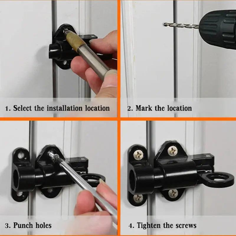 1 Pcs Aluminum Alloy White/Gray Window Gate Security Pull Ring Spring Bounce Door Bolt Automatic Latch Lock Black Grey Window