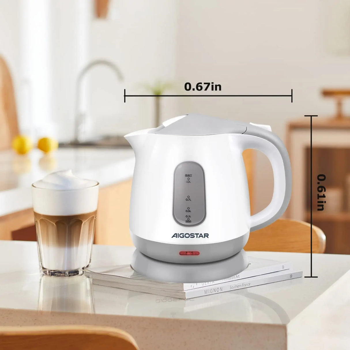 Small Electric Kettle, 1L Portable Electric Tea Kettle 1100W with Automatic Shut-Off and Boil Dry Protection, Travel Hot Water Boiler Cordless for Making Coffee and Tea, Bpa-Free, Grey