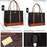 Woman Laptop Tote Bag,Usb Teacher Bag Large Work Bag Purse Fits 17.3 in Laptop,Lightweight Waterproof Computer Shoulder/Messenger Bag(Ablack)