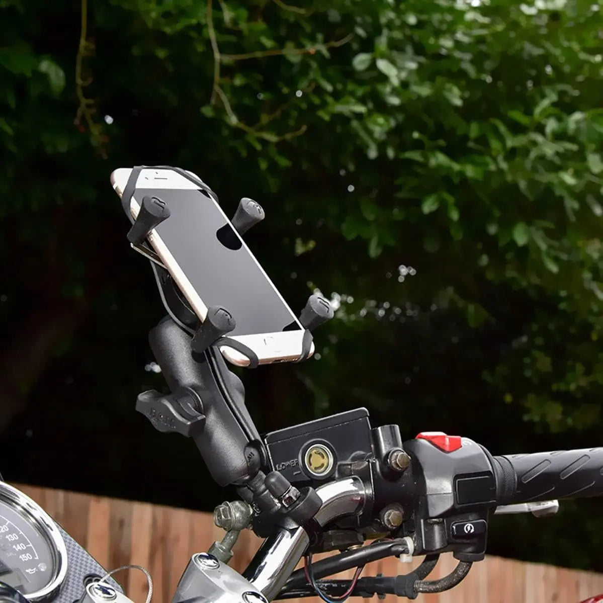 X-Grip Phone Mount with Handlebar U-Bolt Base RAM-B-149Z-UN7U , Medium Arm for Motorcycle, ATV/UTV, Bike
