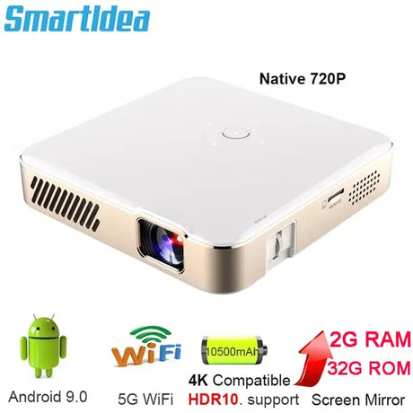 HD Portable Smart Projector Android 9.0 5G Wifi Proyector DLP 4K Projector 10500Mah Battery Mobile Smartphone Beamer
