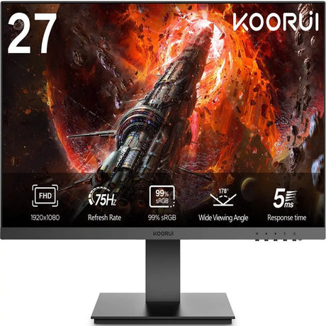 27 Inch Computer Monitor,Ips FHD (1920 X 1080) 75Hz 99% Srgb PC Desktop Gaming Monitors for Computer ,HDMI/VGA Port, Visioncare,27N1