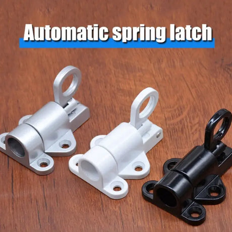 1 Pcs Aluminum Alloy White/Gray Window Gate Security Pull Ring Spring Bounce Door Bolt Automatic Latch Lock Black Grey Window