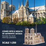 3D Puzzle for Adults Moveable Notre Dame De Paris Church Model Kits Large Challenge French Cathedral Brain Teaser Architecture Building, 293 Pieces Christmas Decorations
