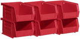 30210 Akrobins Plastic Hanging Stackable Storage Organizer Bin, (5-Inch X 4-Inch X 3-Inch), Red, 6-Pack