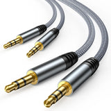2 Pack AUX Cord, 3.5Mm Audio Cable [4Ft/1.2M, Hi-Fi Sound] Nylon Braided AUX Auxiliary Cable for Car Compatible with Stereos, Speaker, Ipod Ipad, Headphones and More(Grey)