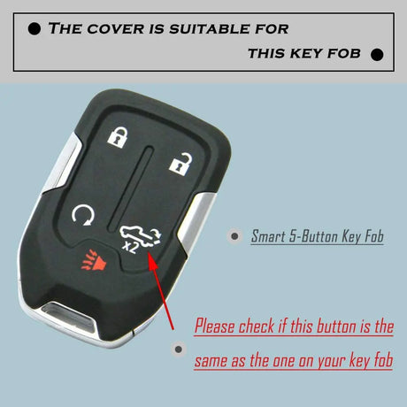 2PCS Silicone Smart Key Fob Case Cover for 2023 2022 2021 2020 2019 Chevy Silverado and GMC Sierra 1500 2500HD 3500HD, Remote Protector Accessories Holder(5-Button, Black and Blue)