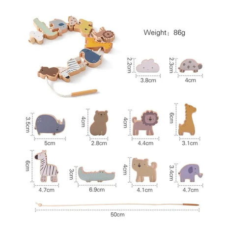 Baby Animal Threading Seesaw Toys Wooden Stacking Toys Blocks Game Montessori Hands-On Balance Ability Educational Children Gift