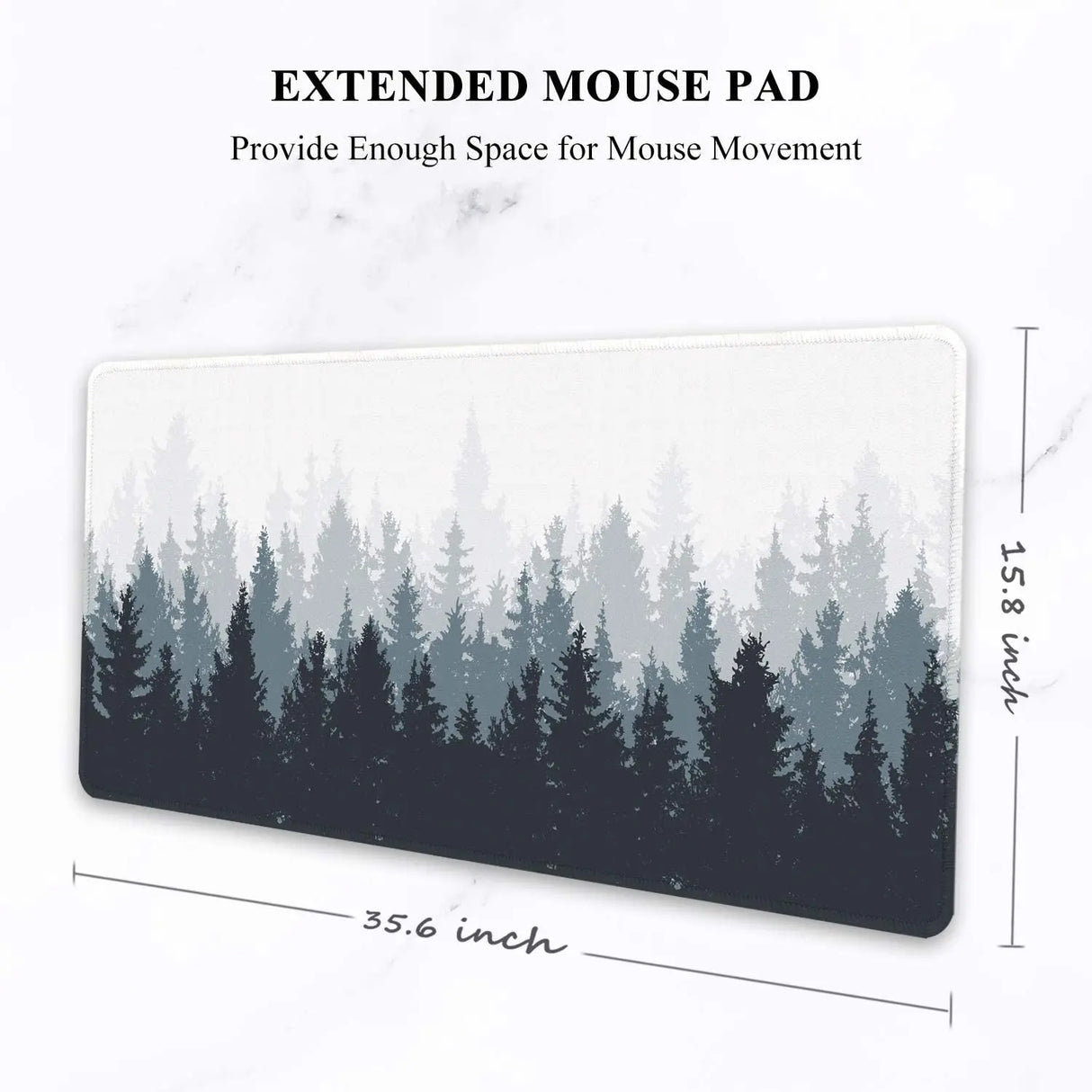 Large Mouse Pad, Full Desk XXL Extended for Gaming 35" X 15", Waterproof Mat with Stitched Edge, Non-Slip Laptop Computer Keyboard Mouse Pad for Office & Home, Misty Forest Design