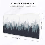 Large Mouse Pad, Full Desk XXL Extended for Gaming 35" X 15", Waterproof Mat with Stitched Edge, Non-Slip Laptop Computer Keyboard Mouse Pad for Office & Home, Misty Forest Design