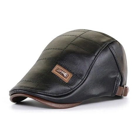 Vintage Men Beret Hat Leather Flat Cap Warm Autumn Winter Male Adjustable High Quality Gatsby Mens Retro Beret Caps