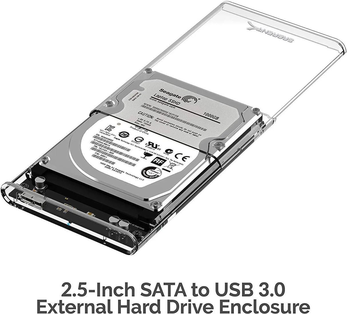 2.5 Inch SATA to USB 3.0 Tool Free Clear External Hard Drive Enclosure [Optimized for SSD, Supports UASP SATA III] (EC-OCUB)