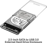 2.5 Inch SATA to USB 3.0 Tool Free Clear External Hard Drive Enclosure [Optimized for SSD, Supports UASP SATA III] (EC-OCUB)