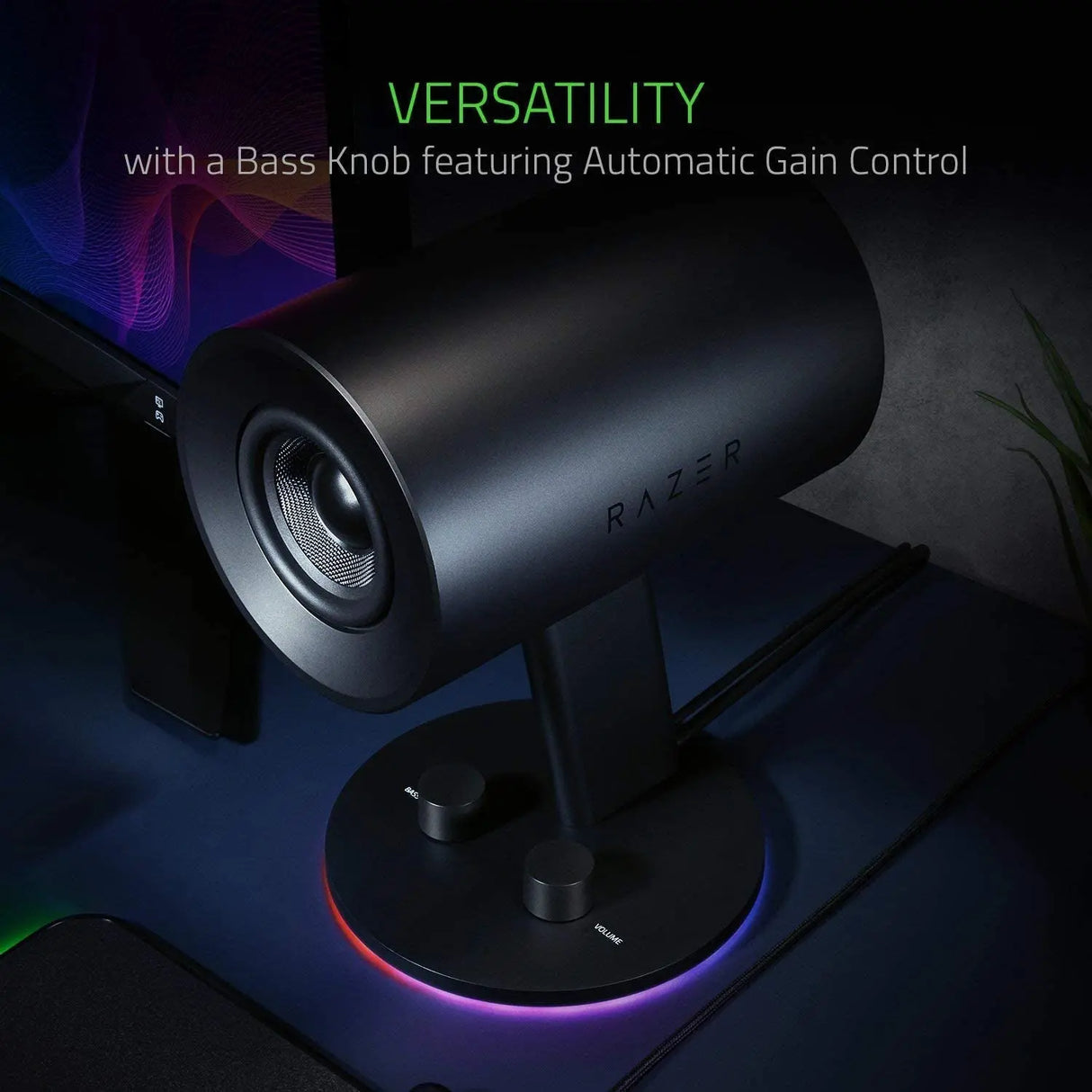Nommo Chroma: Custom Woven 3" Glass Fiber Drivers - Rear-Facing Bass Ports - Bass Knob W/Automatic Gain Control Chroma Enabled - Full Range 2.0 PC Gaming Speakers, Black