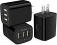 3 USB Wall Charger, Triple Charger Adapter, Fast Charging Block Home Charger Station Block Cube Plug for Iphone, Samsung Galaxy, LG, Motorola, Google Pixel, Oneplus, Base Box Cagardor Para