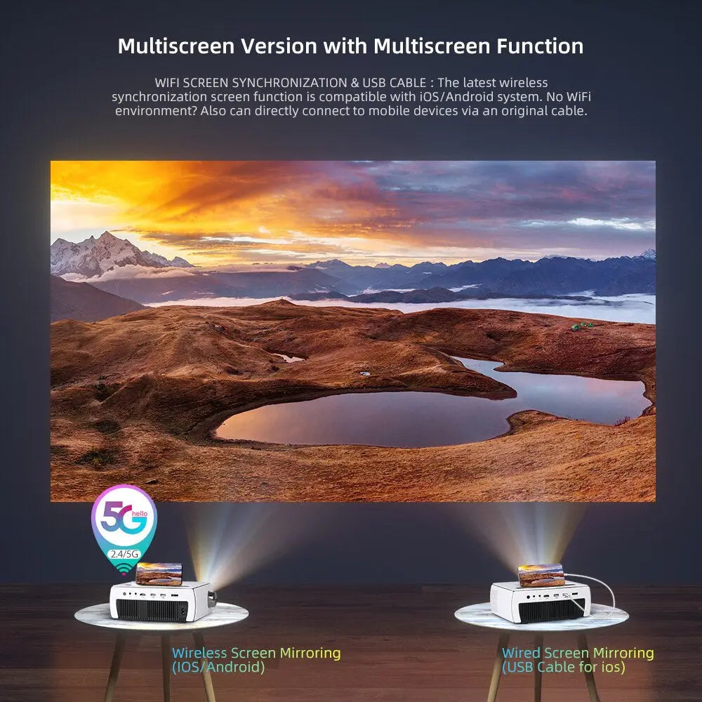 YG430 1920 X 1080P Mini Projector YG431 5G Wifi LED Portable Proyector for 2K 4K Home Theater Smart Movie Video 3D Beamer