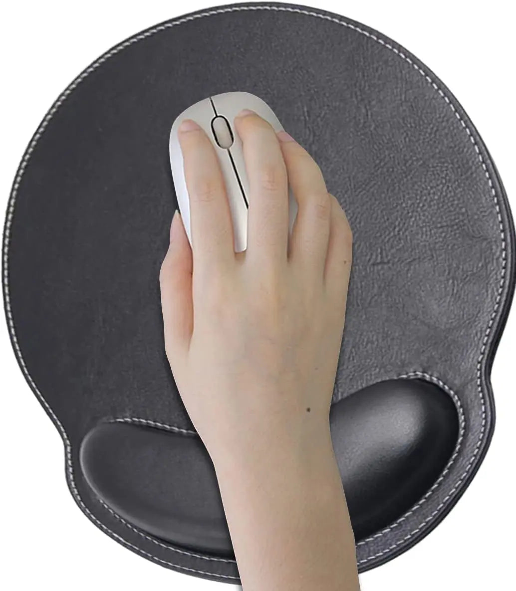 Ergonomic PU Leather Mouse Pad with Wrist Support,Comfort Memory Foam,Waterproof Surface，Non- Slip Rubber Base for Computer Laptop & Mac,Lightweight Rest for Home,Office & Travel (Black)