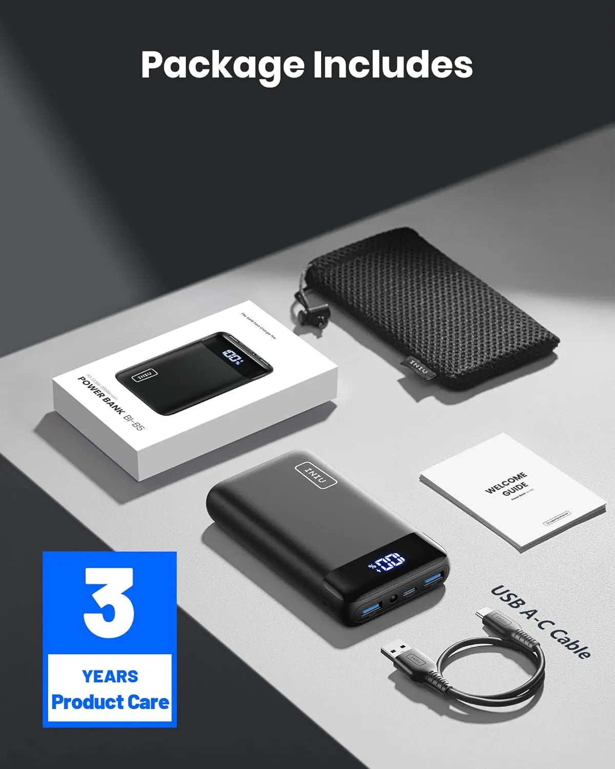 Portable Charger, 22.5W 20000Mah USB C in & Out Power Bank Fast Charging, PD 3.0+QC 4.0 LED Display Phone Battery Pack Compatible with Iphone 15 14 13 12 Pro Samsung S21 Google Ipad Tablet, Etc.